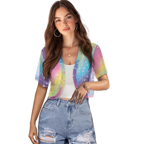 Image of Womens Short Sleeve Bolero Shrug Open Front Knit Cropped Cardigan Shoulder Cover for Dress Cute Casual Knit Cover Up