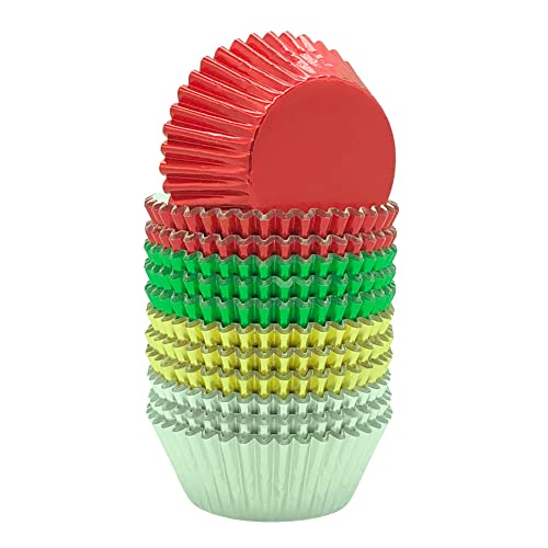Huaswan Christmas Cupcake Liners Standard Paper-Lined Foil Baking Cups Red, Green, Gold and Silver, 240-Count