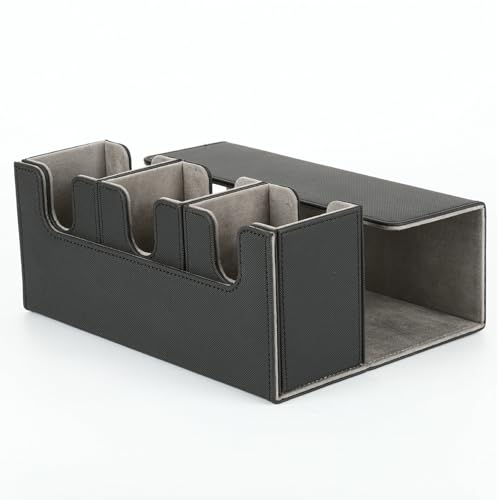 Aquafix デッキケース 約300枚収納 トレカケース ポケカ デッキケース カードディスプレイウィンドウ カード収納ケース PUレザー製 マグネット開閉 三つ仕分け 大容量 スリーブ対応