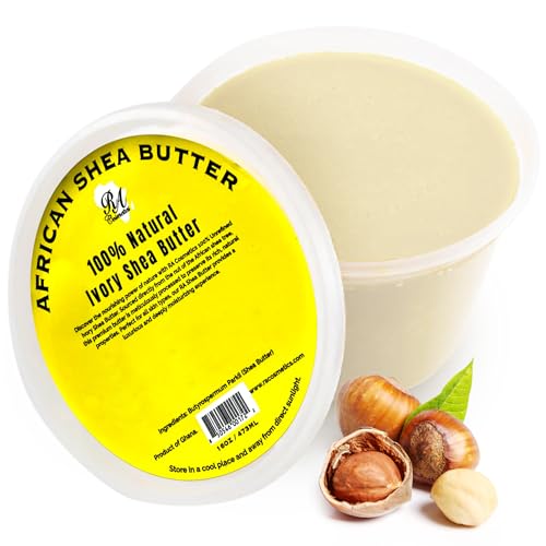 RA COSMETICS African Shea Butter Raw Unrefined from Ghana – 100% Pure Ivory Shea Butter for Skin, Hair & Body – Natural Moisturizer for Dry Skin & Scalp Care – Raw Shea Butter 8 oz