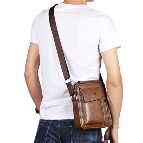 Bolsa carteiro masculina vintage de couro PU com aba transversal da EFINNY