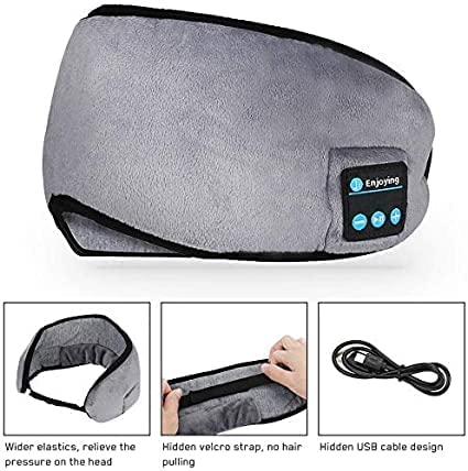 SHOPECOM Sleep Headphones Wireless Bluetooth Eye Mask - Music Travel Sleep Mask Bluetooth 5.0 Wireless Handsfree Sleeping Eye Mask with Speakers Microphone for Side Sleepers Washable(Multicolor) 1