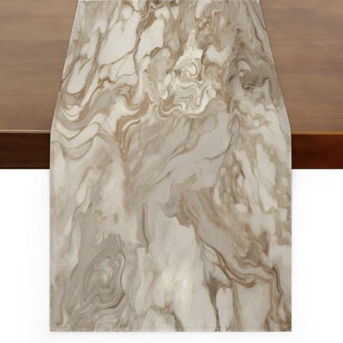 Chemin de table marbre doré chic en grand format 304 cm pour table design - 2