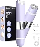 Bikini Trimmer Women 2-in-1 Facial Hair Remover for Women,USB-C Razors Woman,Dual Head Shaver Woman with Light for Intimate,Lady Shavers for Woman Pubic Hair for Lip Underarm Body,Travel Lock, Purple