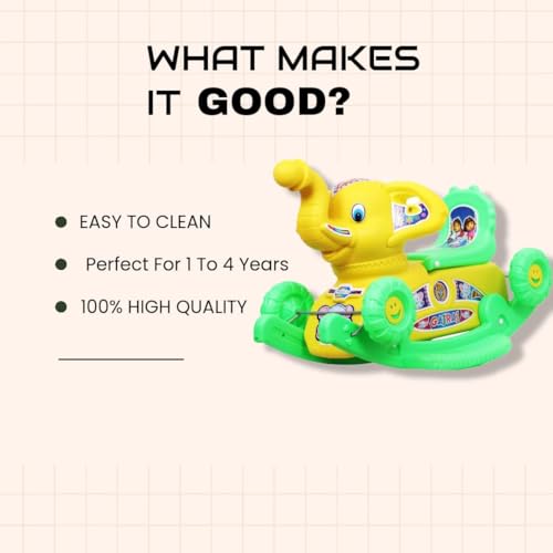 Banshika toys & gifts 2 in 1 Elephant Baby Plastic Rider Cum Rocker for 2 Years Kids (Colour May Very)Multicolor - Image 3
