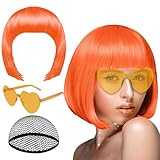 Bob-Perücken für Damen, Neon-Cosplay-Kopfbedeckung, Bob-Perücke und Sonnenbrille, für Damen, Bühnenaufführungen, Inhalte, Themen-Events, Comic-Konventionen, Kostümpartys, Theaterdarsteller
