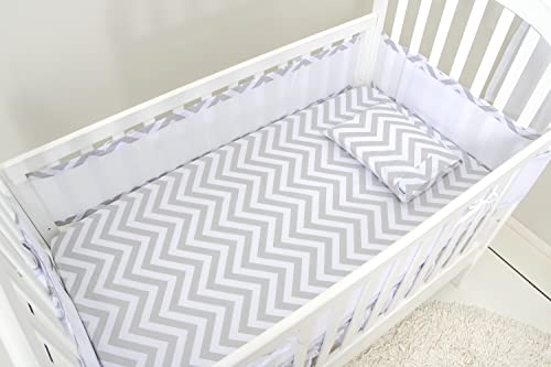 Biramar Baby Telinha Respiravel Protetora 4 Lados Do Berco Chevron Cinza Cinza