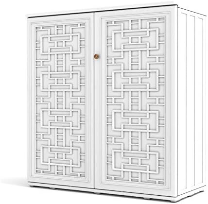 HOMSPARK Medium Resin Storage Cabinet Waterproof, 60-Gallon Indoor & Outdoor Deck Box for Garden Tools, kitchen Accessories, with 2 Laminate Shelves, (34 in. L x 15 in. W x 36 in. H, Light Beige)