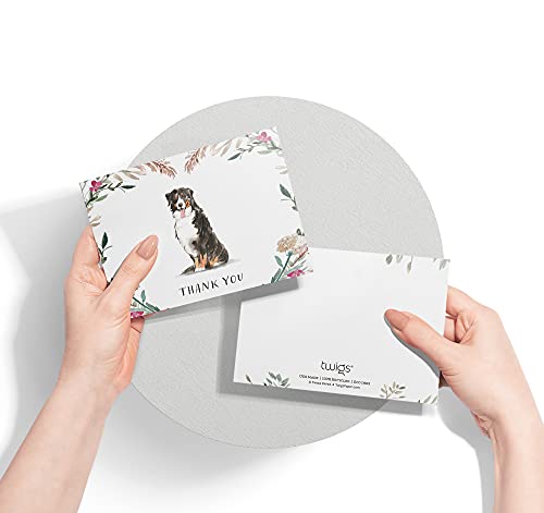 Image of Twigs Paper Assorted Dogs Thank You Cards, 24 Dog Note Cards | Small size, blank inside, envelopes included, a gift for pet lovers & pet parents, bulk value set