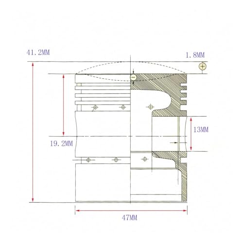 Anillo de cilindro de 47 mm y kit de pistón para eliminar humo y fugas en CRF 70cc 6