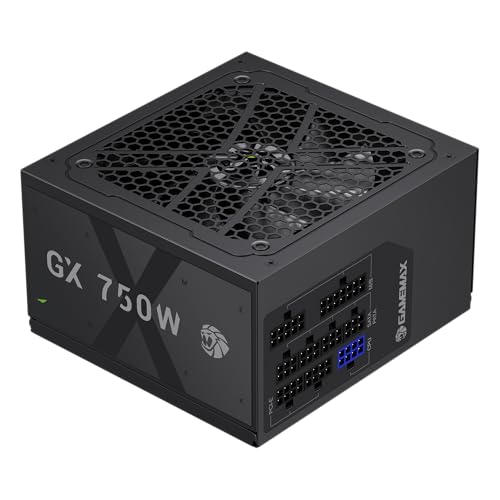 GAMEMAX GX 750GF Netzteil PC 750W Vollmodulares ATX 3.0 mit 12V-2x6-Kabel & PCIe 5.0 Support, 80 Plus Gold, All-solid capacitors, 120mm FDB Lüfter, Geprägte Flachkupferkabe, 10 Jahre Garantie, Schwarz