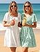 ZESICA Women's Summer Boho Floral Mini Dress 2026 Casual Short Sleeve Square Neck Swing Beach Vacation Sundress White Small