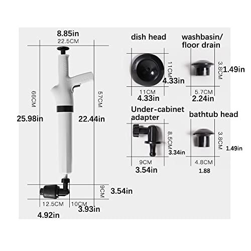 EndyAk Ontstoppingsexpert: handmatige hogedrukplunjer met verwisselbare koppen en spanningsmeter, stevige afvoerontstopper - Image 3