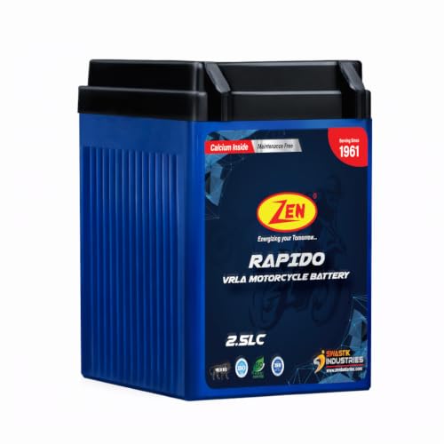 Image of Zen 2.5LC (12Volts 2.5AH) Motorcycle Rechargeable Battery for 2 wheelers Scooter Bikes SMF VRLA Maintanace Free