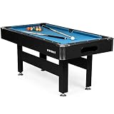 Buckshot Winner - Mesa de billar de 6 pies, color negro, 183 x 90 x 79 cm, billar de 6 pies, retorno de bolas, billar con accesorios, 70 kg
