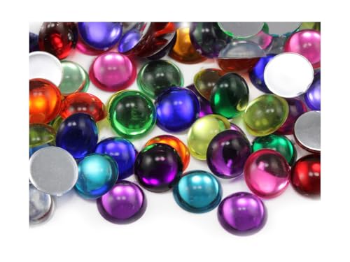 KraftGenius Allstarco 18mm Round Flat Back Acrylic Cabochons Assorted Colors Plastic Gems for Crafts Costume Embelishments Card Making Jewels Jewelry Making Supplies Cosplay Jewels 120 Pcs