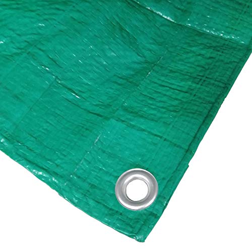 3m x 1.8m Tarpaulin Cover, Water Resistant, Groundsheet, Garden Furniture Cover, UV Protection, Frost Resistant, Camping, 10 x 6 ft with Eyelets and Hem Rope, 80gsm Green, by Dihl