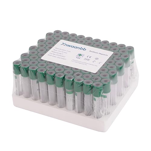 Vacutainer Blood Collection Tubes Laboratory Vacuum for Pet Animals Veterinary Laboratory Supplies 100 Pcs Wrap Packaging (Heparin Tube, 3ml)