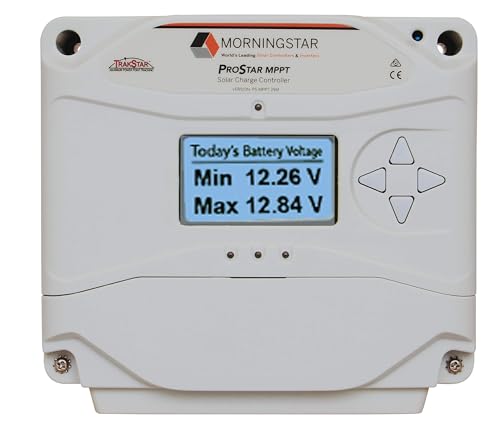 Image of Morningstar ProStar 40A MPPT Solar Charge Controller w / Built-in Meter | Built-in meter, 12V /24V voltage, LA /Lithium batteries, 98% efficiency, lighting control, MODBUS, self-diagnostics