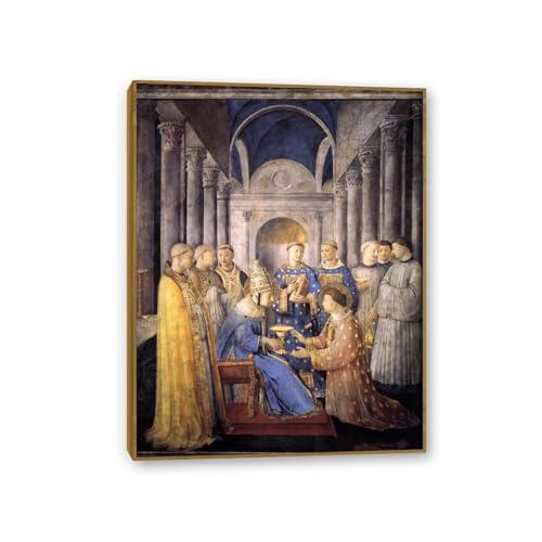 Fra Angelico Peinture Toile Abstrait Tableau Mural Salon Cadre Teck 50x40cm