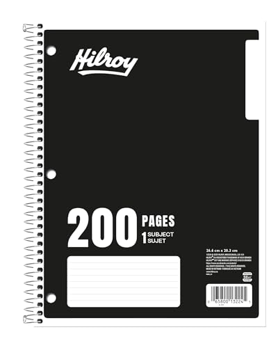 Hilroy 1-Subject Coil Notebook, 8" x 10.5" Sheet Size, Wide Ruled, 3-Hole Punched, 200 Pages/100 Sheets, 1 Notebook, Assorted Colour Covers, Colour May Vary (13224) image 3