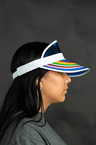 Nicky Bigs Novelties 3004 Clear Colored Plastic Rainbow Sun Visor Tennis Beach Vegas Dealer Golf Pride Music Festival Hats thumb #3