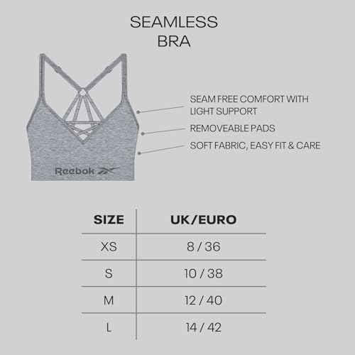 Reebok Maryna Reggiseno Sportivo Donna | Top Fitness Seamless Senza Ferretto con Coppe Rimovibili | Sostegno Elevato e Reggiseno Traspirante per Allenamento - Immagine 1