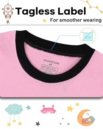 DAUGHTER QUEEN Girls 4 Pieces Cotton Pajamas Size 18 Months-12 Years2
