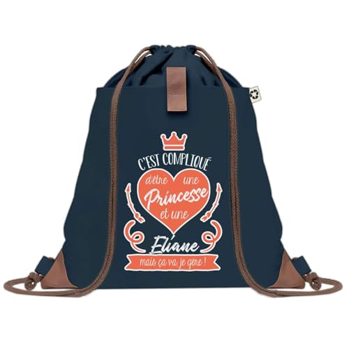 Sac à dos bleu en toile Eliane Princesse pour sport gym et cadeau
