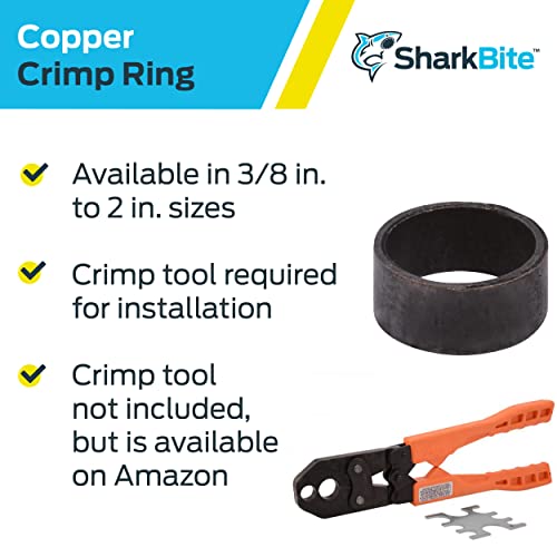 Image of SharkBite 1 /2 Inch Copper Crimp Rings, Pack of 100, PEX Pipe, PE-RT, 23102CP100