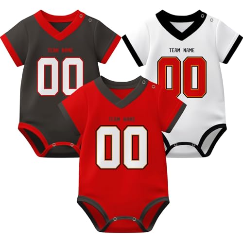Image of KREDE Baby Clothes Unisex Bodysuit Jersey Style Custom Name Number for Baby Boys