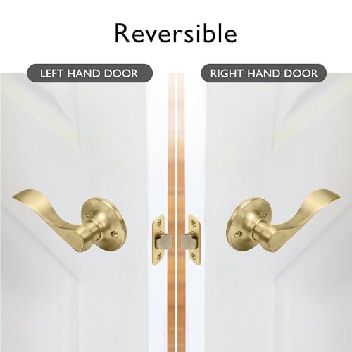 Image of Design House Springdale Passage Door Lever, Satin Brass | Surface, Transitional, Brass, Hardware, 728899