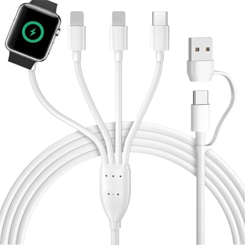 Image of Verilux 4 in 2 Type C Cable Fast Charging, 5.9FT Type C Cable for iPhone Wireless Magnetic Charging Cable for Watch, USB /C to C, Lighting, Magnetic Wireless Pad for Watch Series SE /8 /7 /6 /5 /4 /3