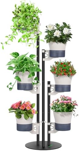 VIVOSUN Metal Plant Stand, 6-Tier Tall Vertical Planter Tower wit...