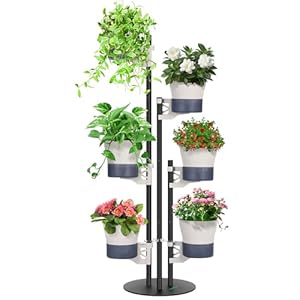 VIVOSUN 6-Tier Adjustable Plant Stand with Self-Watering Planters, Modular Metal Frame Corner Shelf for Indoor & Outdoor Use