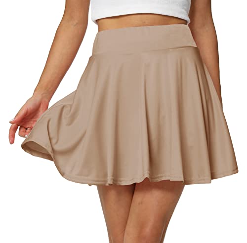 Afibi Women's Casual Basic Versatile Flared Pleated Mini Skater Skirt with Shorts2