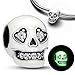 ZURWTCH Glow-in-the-dark Sparkling Skull Charm Fit Women Bracelet Necklaces Fashion Gifts 925 Sterling Silver DIY Jewelry (White 0894)