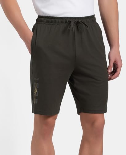 Image of Jockey AM12 Men's Super Combed Cotton Straight Fit Solid Shorts with Side Pockets