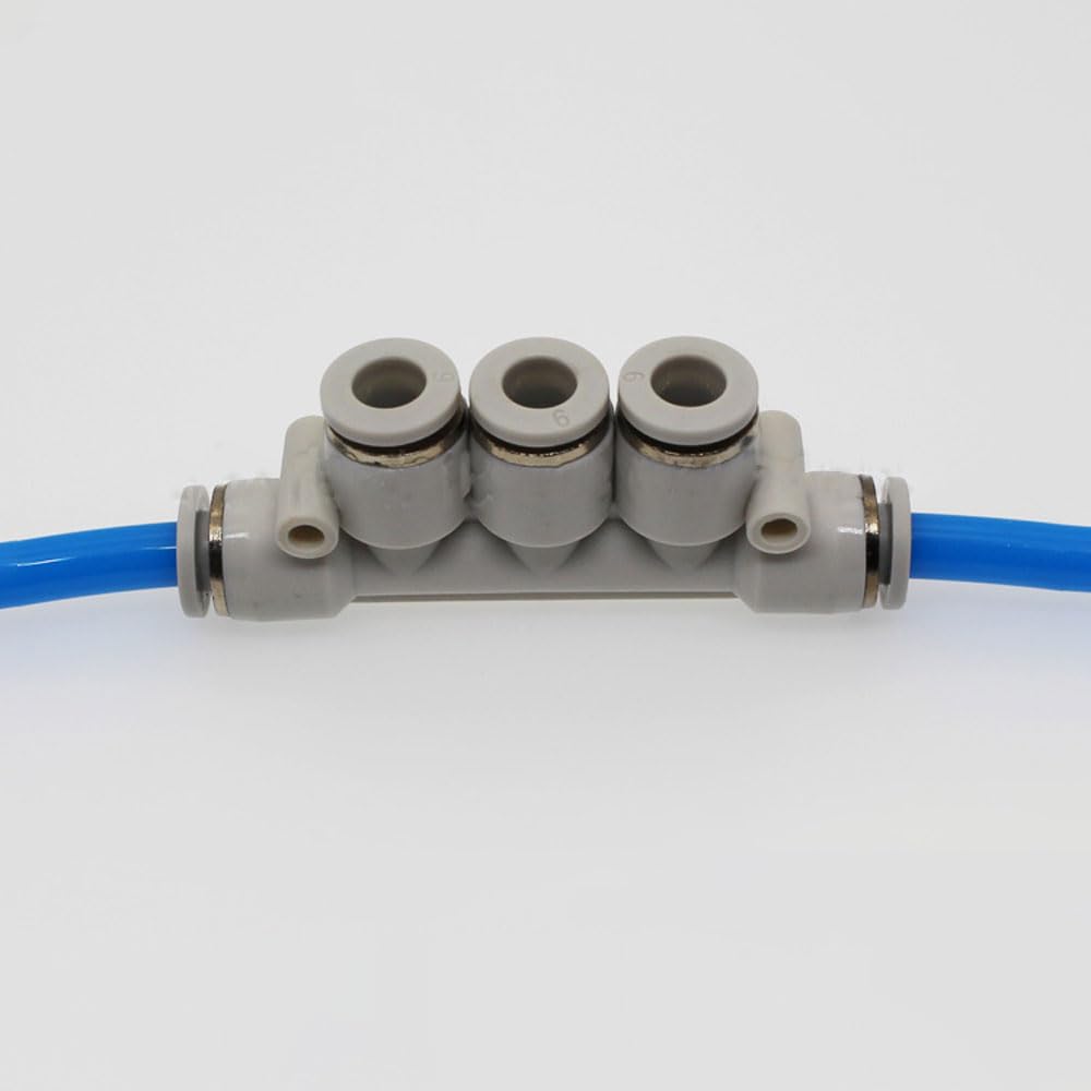 4, 6, 8, 10, 12 mm tubo Euqal PKG 5 porte splitter ottone pneumatico tubo raccordo connettore a spinta accoppiatore (K-12)