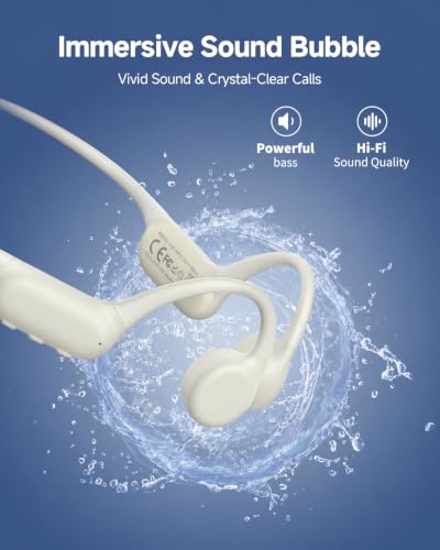 Image of Bone Conduction Headphones, IPX8 Waterproof Swimming Headphones Off-white