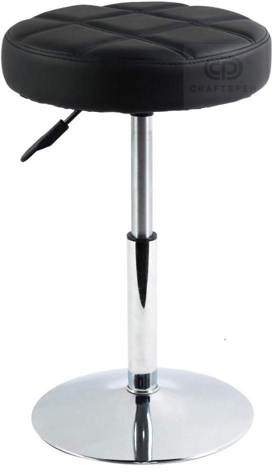 short round pu leather adjustable shop stool - counter, step, padded bar stool for spa, salon, barber, manicure - height adjustable (17-22 cm), grey, 1 pc (black)