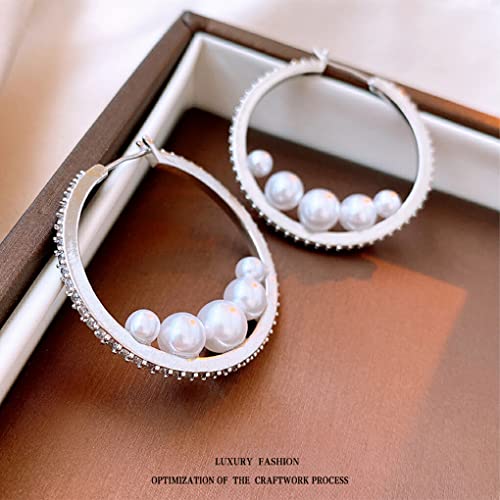 SUWIAKLALL 1 par de brincos de argola de pérola, festival de moda, aniversário de casamento, decoraç