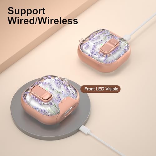 Image of for AirPods 4 Case 2025 with Safety Lock & Foldable Phone Stand, Lavender | Double Drop Protection,Two-Piece Design, Airpod 4 Case with Keychain & Cleaner Kit, Support Wireless Charging, Shockproof