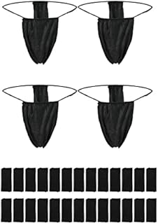 Aster 50 Pieces Disposable Thong Panties Non-woven Thong Disposable T Strap Thong Disposable Bikini Panties for Spray Tanning and Spa Black