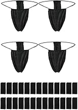 ASTER 50 Pieces Disposable Thong Panties Non-woven Thong Disposable T Strap Thong Disposable Bikini Panties for Spray Tanning and Spa Black