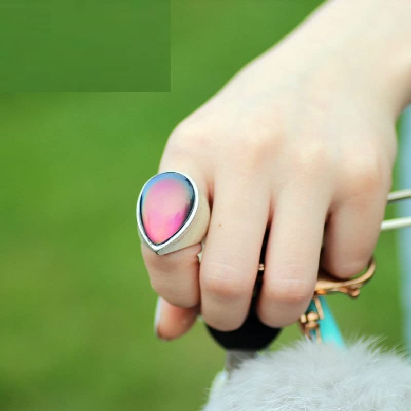 LOKILOKI 2 Uds Anillos De Estado De Ánimo Que Cambian De Color Chapados En Plata Antigua Que Cambian La Temperatura del Color Conjunto De Anillos De Sensación De Emoción para Mujeres/Hombres