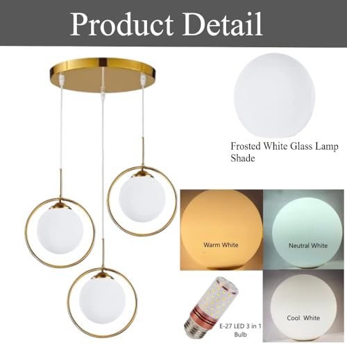 Image of Wall Lamp Chandelier Pendant Light, Home Decor for Bedroom, Living Room, Hallway, Cafe, Hotel, Restaurant (White Ring Hanging LAMP Set with LED Bulb Pack of 1)