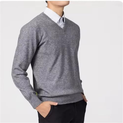 Men's Winter V-Neck Cashmere Cotton Blended Classic Sweater Business Casual All-Match Knitted Pullover3