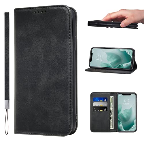 LANJLM iPhone 11 Pro Max Case PU Leather Wallet Case Card Holder Shockproof Flip Cover - Black