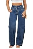 Eytino Plus Size Jeans for Curvy Women Wide Leg Denim Pants, Sail Blue, 2X